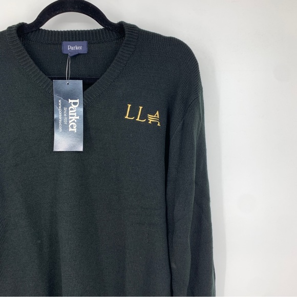 Parker Mens Small V-neck Pullover Sweater Black Preppy Casual Business NEW - Picture 4 of 9